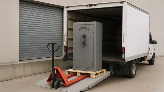 500 pound Safe being loaded onto a truck
