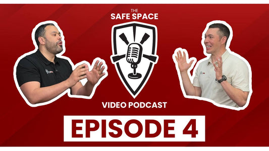 Two hosts discussing topics on a video podcast, Episode 4.