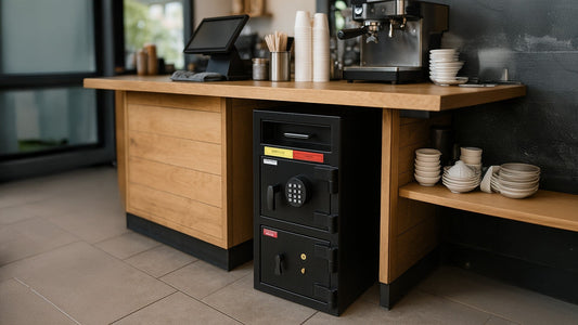 Depository safe installed in a business