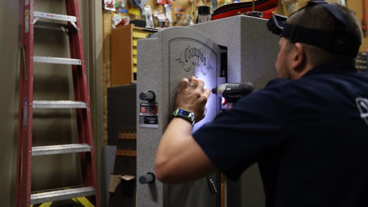 Jeff drilling a lock on a safe