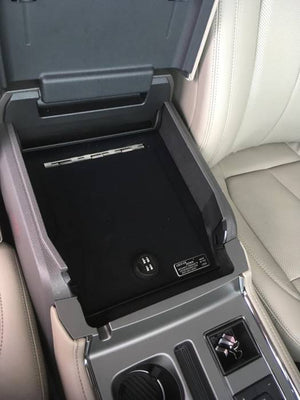 EXXTREME CONSOLE SAFE® 2015-2020 FORD F150, 2017- 2022 FORD SUPER DUTY, 2018-2023 FORD EXPEDITION WITH FULL FLOOR CONSOLE MODEL LD 2045EX